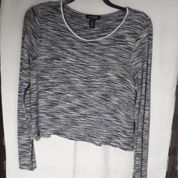 White House Black Market crop top l large knit marled shirt athleisure casual - Picture 3 of 5